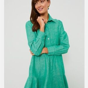 Tuckernuck Callahan Linen Blend Shirt Dress, Sea Green